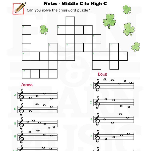 Fun And Learn Music Â» Music Worksheets â Treble Clef Middle C To